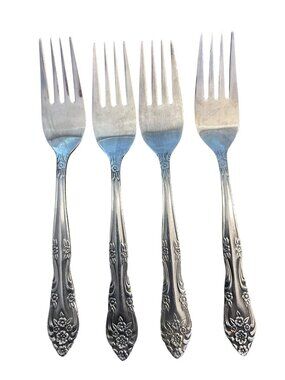 Stanley Roberts Dream Rose Stainless Salad Forks Set Of 4 Floral Design Disconti